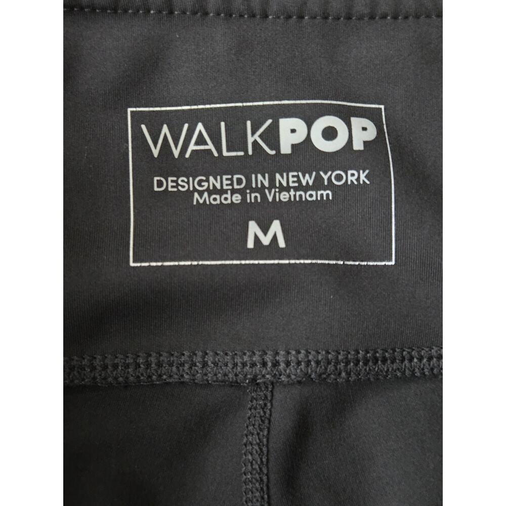 WalkPop Black Crop Workout Leggings with Sheer Moto Mesh Sides Woman Size Medium - Picture 5 of 7